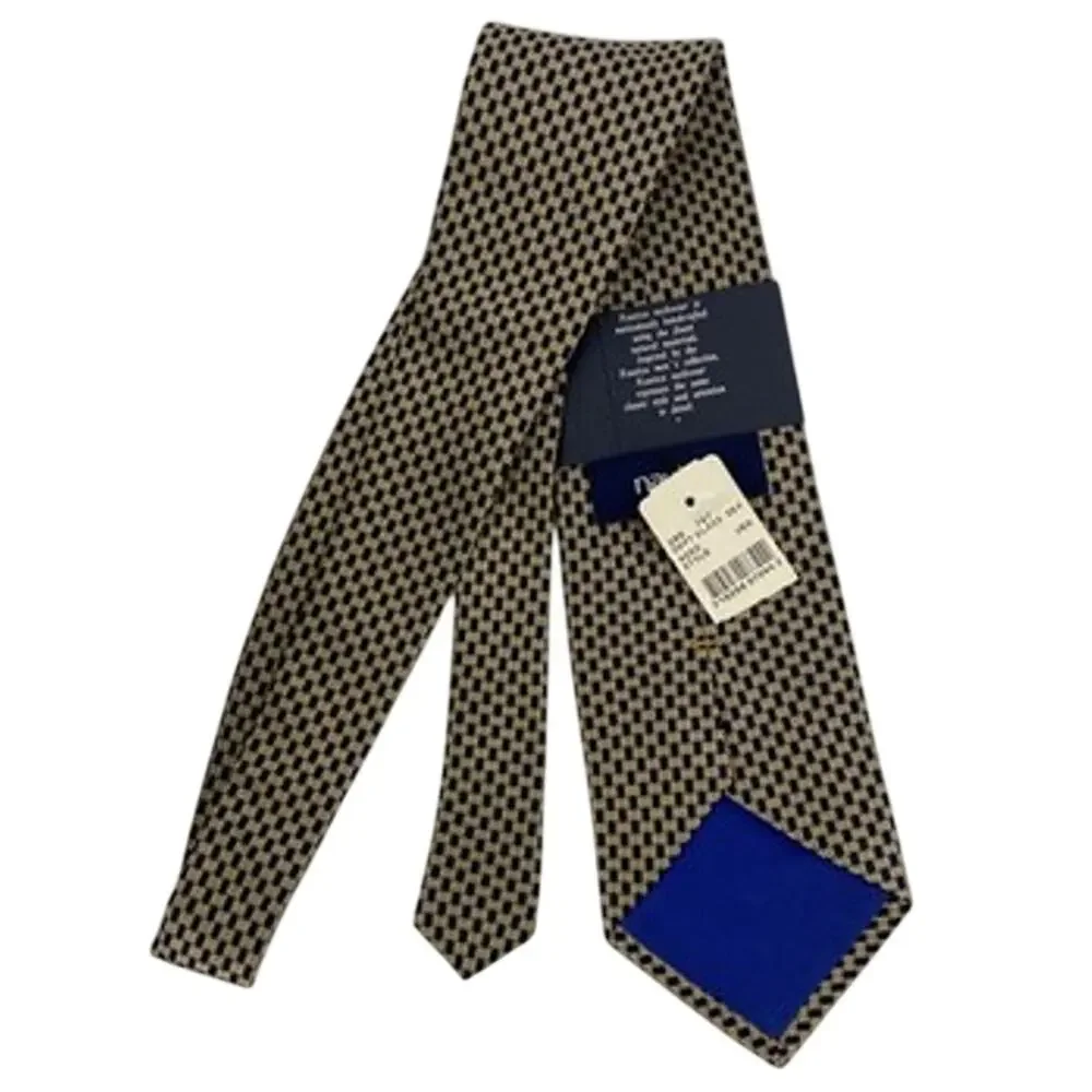 Nautica Tie Gold Navy Geometric Pattern Accent Necktie NWT 57”X4”